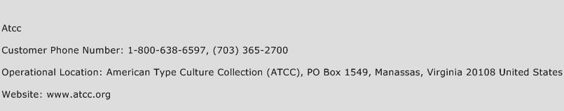 ATCC Phone Number Customer Service