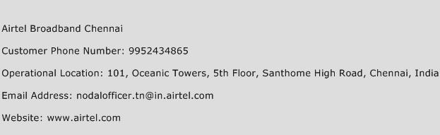 Airtel Broadband Chennai Phone Number Customer Service
