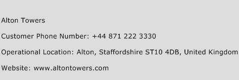 Alton Towers Phone Number Customer Service