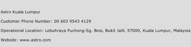 Astro Kuala Lumpur Phone Number Customer Service