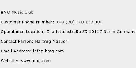 BMG Music Club Phone Number Customer Service
