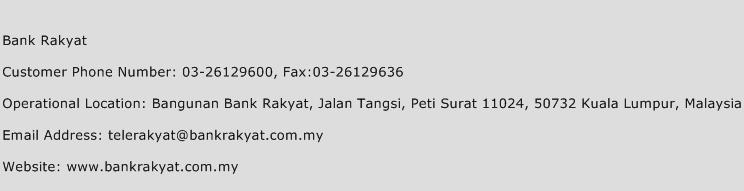 Bank Rakyat Phone Number Customer Service