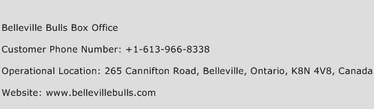 Belleville Bulls Box Office Phone Number Customer Service