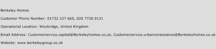 Berkeley Homes Phone Number Customer Service