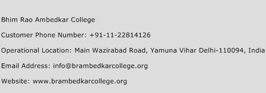 Bhim Rao Ambedkar College Phone Number Customer Service