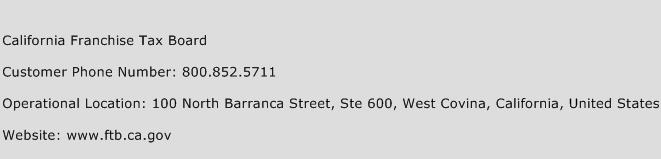 California Franchise Tax Board Phone Number Customer Service