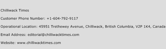 Chilliwack Times Phone Number Customer Service