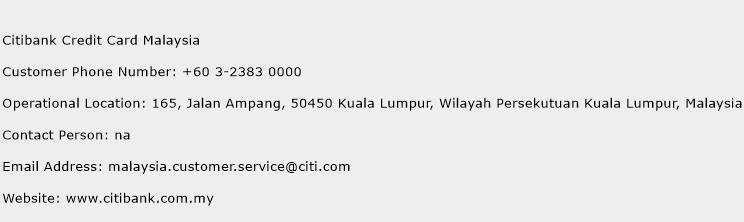 Citibank Credit Card Malaysia Phone Number Customer Service