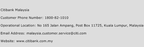 Citibank Malaysia Phone Number Customer Service