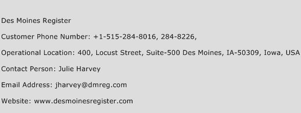 Des Moines Register Phone Number Customer Service