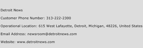 Detroit News Phone Number Customer Service