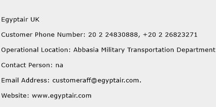 Egyptair UK Phone Number Customer Service