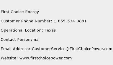 First Choice Energy Phone Number Customer Service