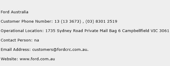 Ford Australia Phone Number Customer Service