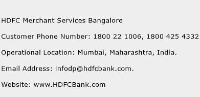 HDFC Merchant Services Bangalore Phone Number Customer Service