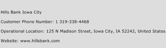 Hills Bank Iowa City Phone Number Customer Service