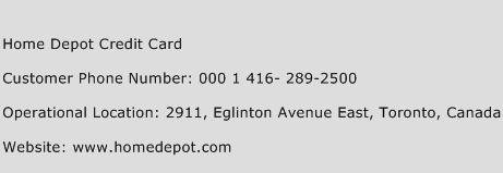 Home Depot Credit Card Phone Number Customer Service