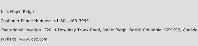 Icbc Maple Ridge Phone Number Customer Service