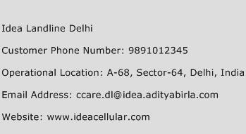 Idea Landline Delhi Phone Number Customer Service