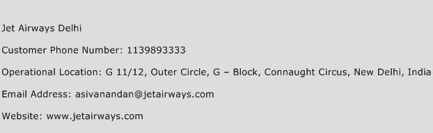 Jet Airways Delhi Phone Number Customer Service