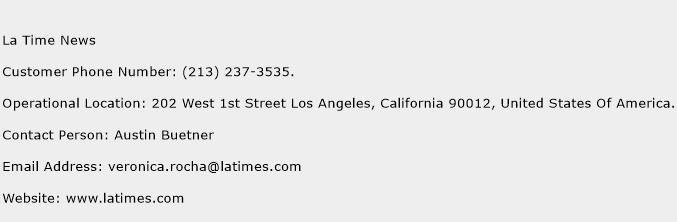 La Time News Phone Number Customer Service