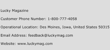 Lucky Magazine Phone Number Customer Service