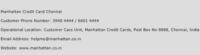 Manhattan Credit Card Chennai Phone Number Customer Service