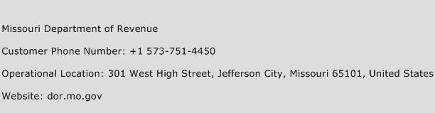 Missouri Department of Revenue Phone Number Customer Service