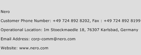 Nero Phone Number Customer Service