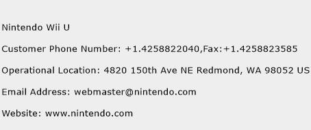 Nintendo Wii U Phone Number Customer Service