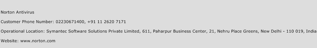 Norton Antivirus Phone Number Customer Service