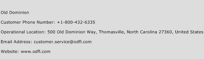Old Dominion Phone Number Customer Service