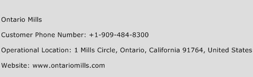 Ontario Mills Phone Number Customer Service
