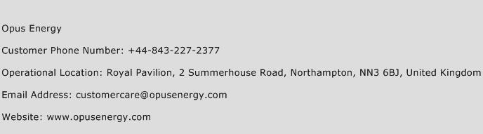 Opus Energy Phone Number Customer Service