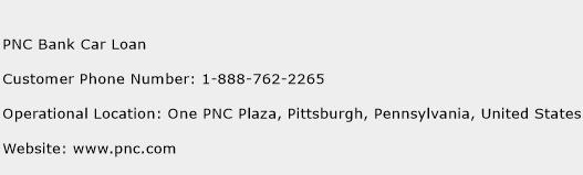 PNC Bank Car Loan Phone Number Customer Service