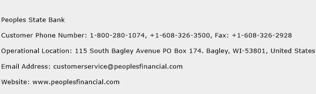 Peoples State Bank Phone Number Customer Service