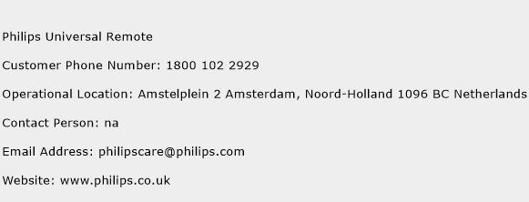 Philips Universal Remote Phone Number Customer Service