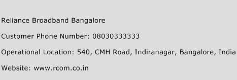 Reliance Broadband Bangalore Phone Number Customer Service