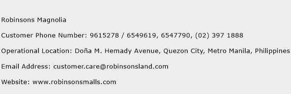 Robinsons Magnolia Phone Number Customer Service