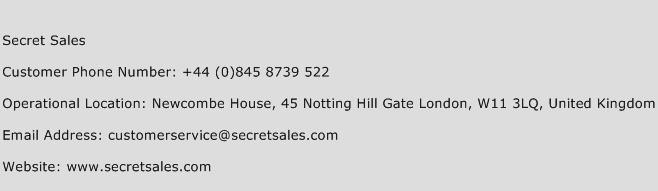 Secret Sales Phone Number Customer Service