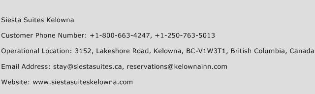 Siesta Suites Kelowna Phone Number Customer Service