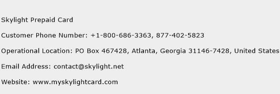 Skylight Prepaid Card Phone Number Customer Service