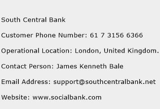 South Central Bank Phone Number Customer Service