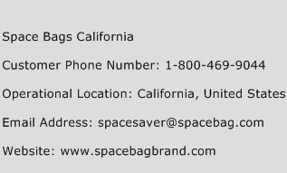 Space Bags California Phone Number Customer Service