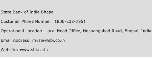 State Bank of India Bhopal Phone Number Customer Service