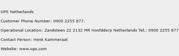 UPS Netherlands Phone Number Customer Service