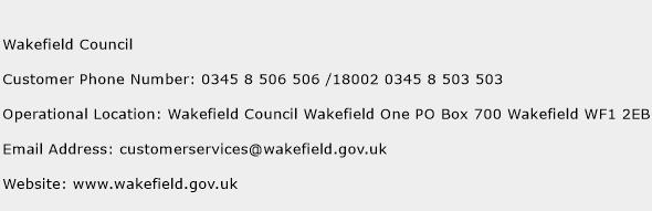 Wakefield Council Phone Number Customer Service