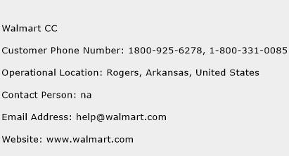 Walmart CC Phone Number Customer Service